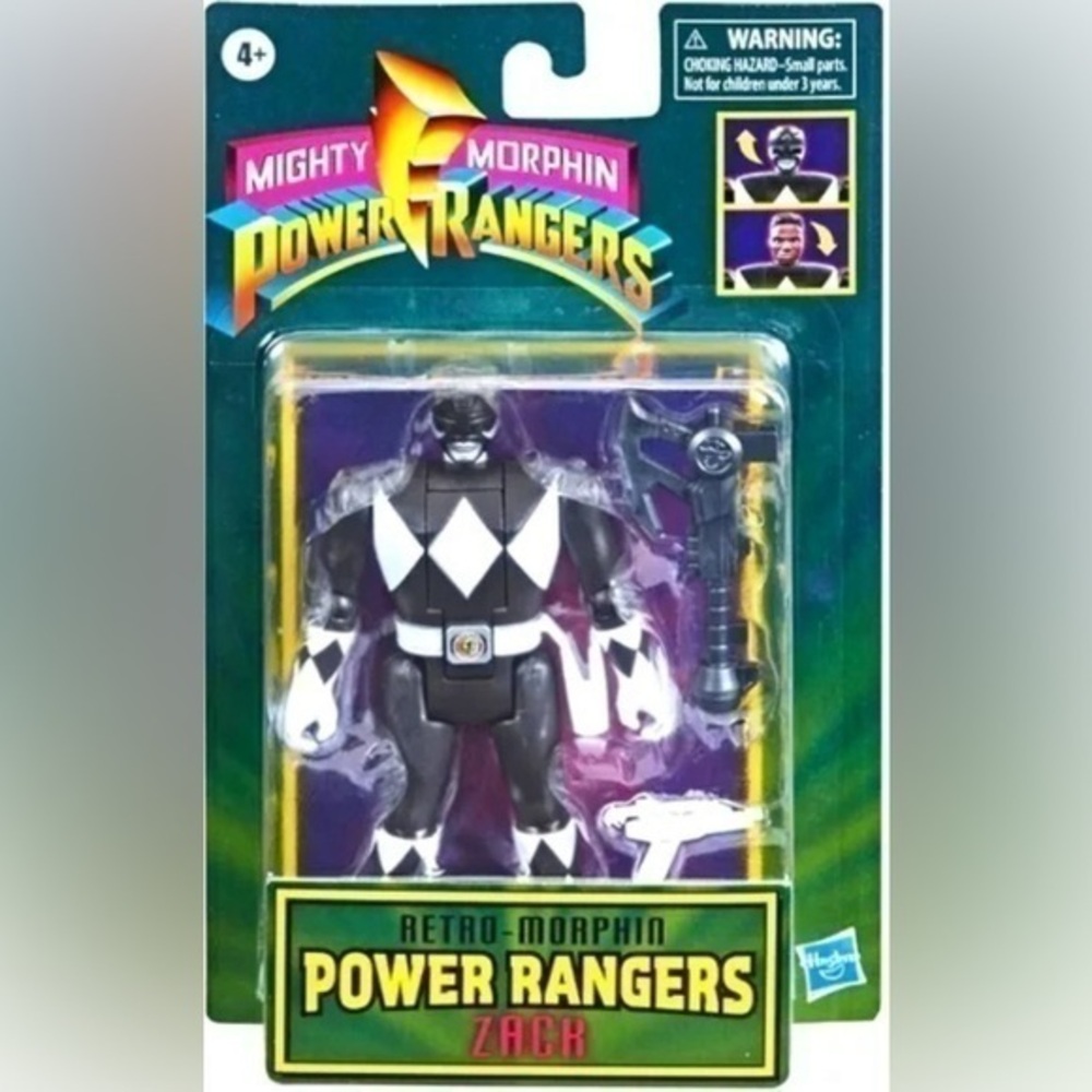 Mighty Morphin Power Rangers Black Ranger Fliphead Action Figure NEW MMPR Zach